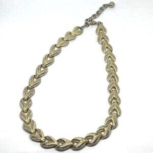 Vintage Gold Tone Woven Link Textured Choker Necklace
